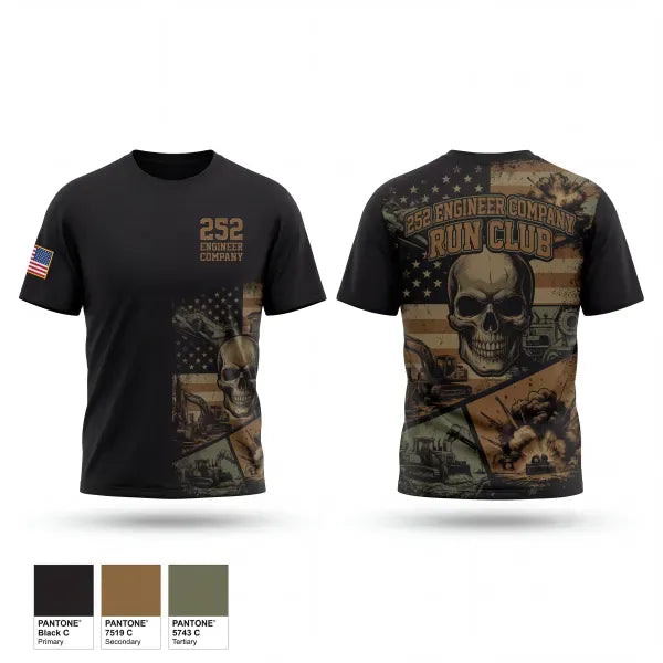 Old School Cotton Feel Shirt, 252 Engineer Company, Army, Teamtime, Team time, sublimation, custom sports apparel, team uniforms, spirit wear, spiritwear, sports uniforms, custom shirts, team store, custom team store, fundraiser sports, apparel fundraiser