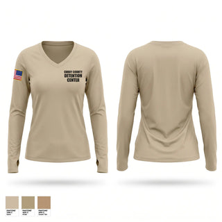 Womens Long Sleeve Vneck Shirt, Curry county detention center, Police, Teamtime, Team time, sublimation, custom sports apparel, team uniforms, spirit wear, spiritwear, sports uniforms, custom shirts, team store, custom team store, fundraiser sports, apparel fundraiser