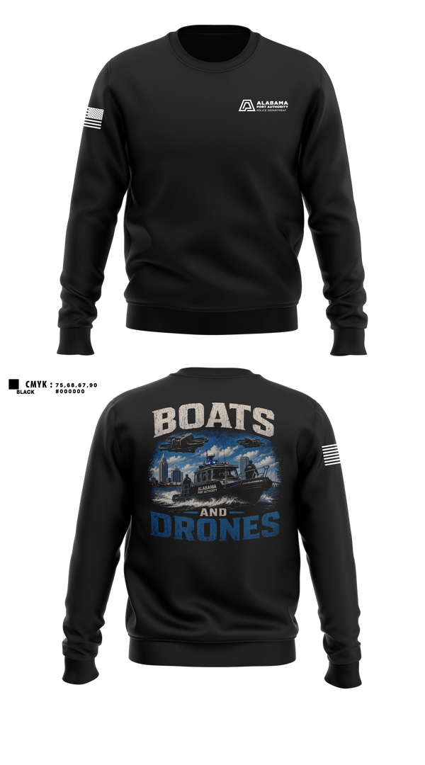 Crew Neck Sweatshirt, Alabama Port Authority Police, Police, Teamtime, Team time, sublimation, custom sports apparel, team uniforms, spirit wear, spiritwear, sports uniforms, custom shirts, team store, custom team store, fundraiser sports, apparel fundraiser