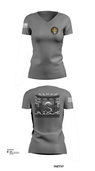 Womens Short Sleeve Vneck Shirt, Navy Data Command, , Teamtime, Team time, sublimation, custom sports apparel, team uniforms, spirit wear, spiritwear, sports uniforms, custom shirts, team store, custom team store, fundraiser sports, apparel fundraiser