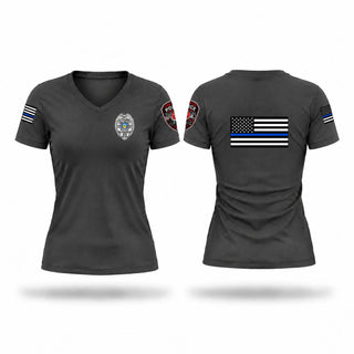 Womens Short Sleeve Vneck Shirt, Mingo Junction Police Department, Police, Teamtime, Team time, sublimation, custom sports apparel, team uniforms, spirit wear, spiritwear, sports uniforms, custom shirts, team store, custom team store, fundraiser sports, apparel fundraiser