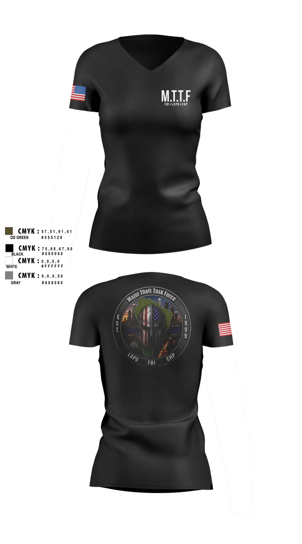 Womens Short Sleeve Vneck Shirt, Major Theft Task Force, Police, Teamtime, Team time, sublimation, custom sports apparel, team uniforms, spirit wear, spiritwear, sports uniforms, custom shirts, team store, custom team store, fundraiser sports, apparel fundraiser