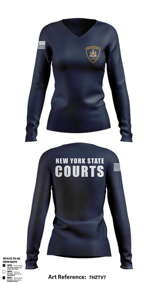 Womens Long Sleeve Vneck Shirt, New York State courts, Police, Teamtime, Team time, sublimation, custom sports apparel, team uniforms, spirit wear, spiritwear, sports uniforms, custom shirts, team store, custom team store, fundraiser sports, apparel fundraiser