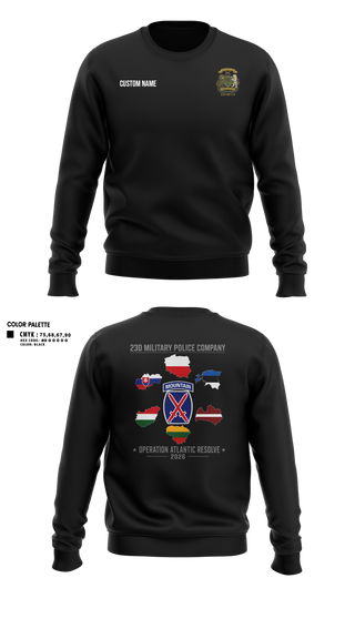 Crew Neck Sweatshirt, 23D Military Police Company Deployment 2026, Army, Teamtime, Team time, sublimation, custom sports apparel, team uniforms, spirit wear, spiritwear, sports uniforms, custom shirts, team store, custom team store, fundraiser sports, apparel fundraiser
