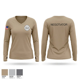 Womens Long Sleeve Vneck Shirt, Louisiana Association of Crisis Negotiators, Police, Teamtime, Team time, sublimation, custom sports apparel, team uniforms, spirit wear, spiritwear, sports uniforms, custom shirts, team store, custom team store, fundraiser sports, apparel fundraiser