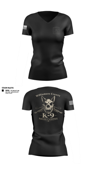 Womens Short Sleeve Vneck Shirt, Williamson County K-9 Unit, Police, Teamtime, Team time, sublimation, custom sports apparel, team uniforms, spirit wear, spiritwear, sports uniforms, custom shirts, team store, custom team store, fundraiser sports, apparel fundraiser