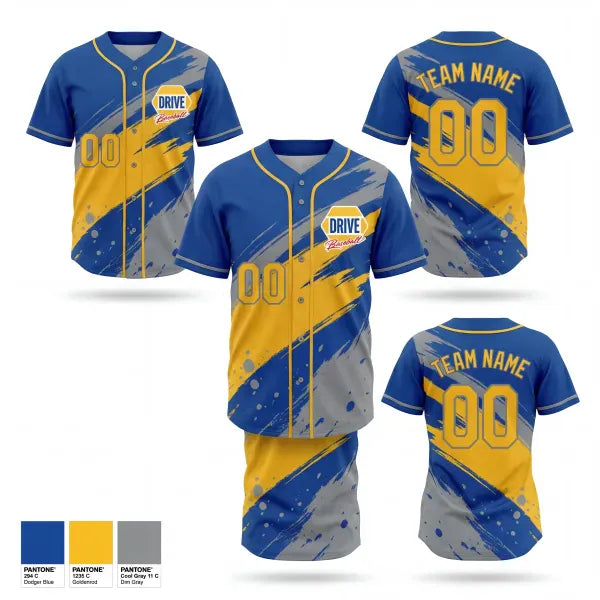 Full Button Baseball Jersey, Dawson DRIVE, Baseball, Teamtime, Team time, sublimation, custom sports apparel, team uniforms, spirit wear, spiritwear, sports uniforms, custom shirts, team store, custom team store, fundraiser sports, apparel fundraiser