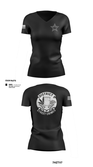 Womens Short Sleeve Vneck Shirt, District I Street Crimes, Police, Teamtime, Team time, sublimation, custom sports apparel, team uniforms, spirit wear, spiritwear, sports uniforms, custom shirts, team store, custom team store, fundraiser sports, apparel fundraiser