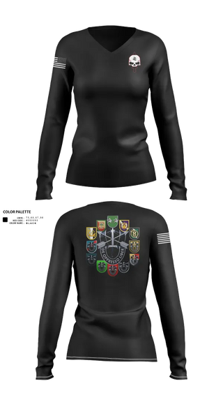 Womens Long Sleeve Vneck Shirt, HHC, STB, 528th Sustainment Brigade (SO) (A), Army, Teamtime, Team time, sublimation, custom sports apparel, team uniforms, spirit wear, spiritwear, sports uniforms, custom shirts, team store, custom team store, fundraiser sports, apparel fundraiser