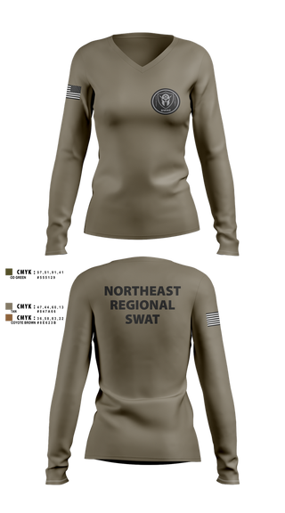 Womens Long Sleeve Vneck Shirt, Swat, , Teamtime, Team time, sublimation, custom sports apparel, team uniforms, spirit wear, spiritwear, sports uniforms, custom shirts, team store, custom team store, fundraiser sports, apparel fundraiser