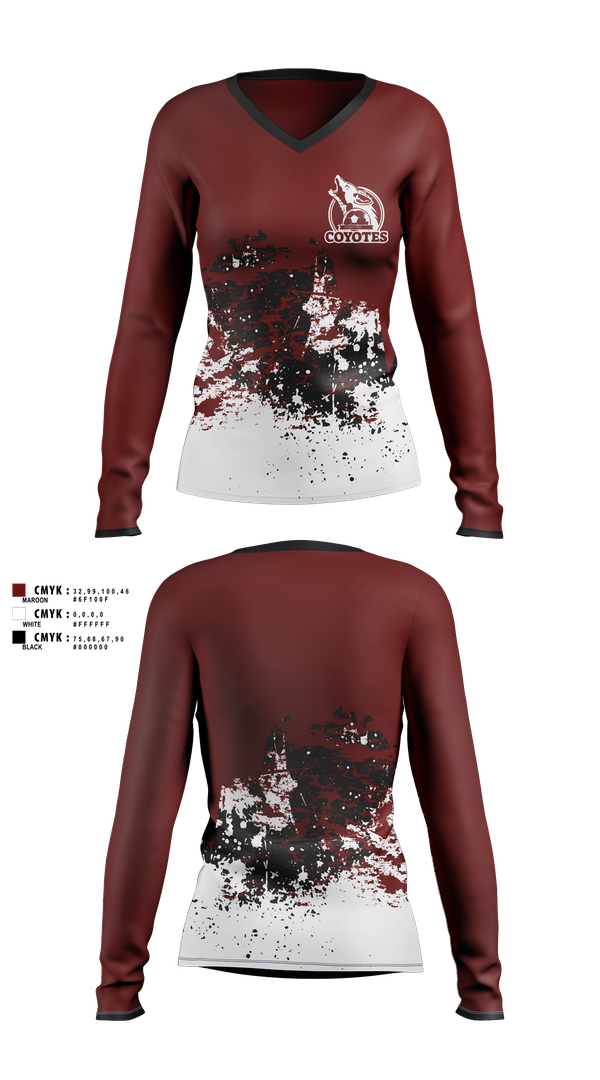 Womens Long Sleeve Vneck Shirt, AYSO 665, Spirit Store, Teamtime, Team time, sublimation, custom sports apparel, team uniforms, spirit wear, spiritwear, sports uniforms, custom shirts, team store, custom team store, fundraiser sports, apparel fundraiser