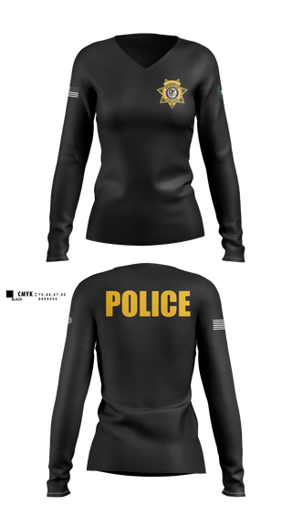 Womens Long Sleeve Vneck Shirt, Nashville Police Department, Illinois, Police, Teamtime, Team time, sublimation, custom sports apparel, team uniforms, spirit wear, spiritwear, sports uniforms, custom shirts, team store, custom team store, fundraiser sports, apparel fundraiser