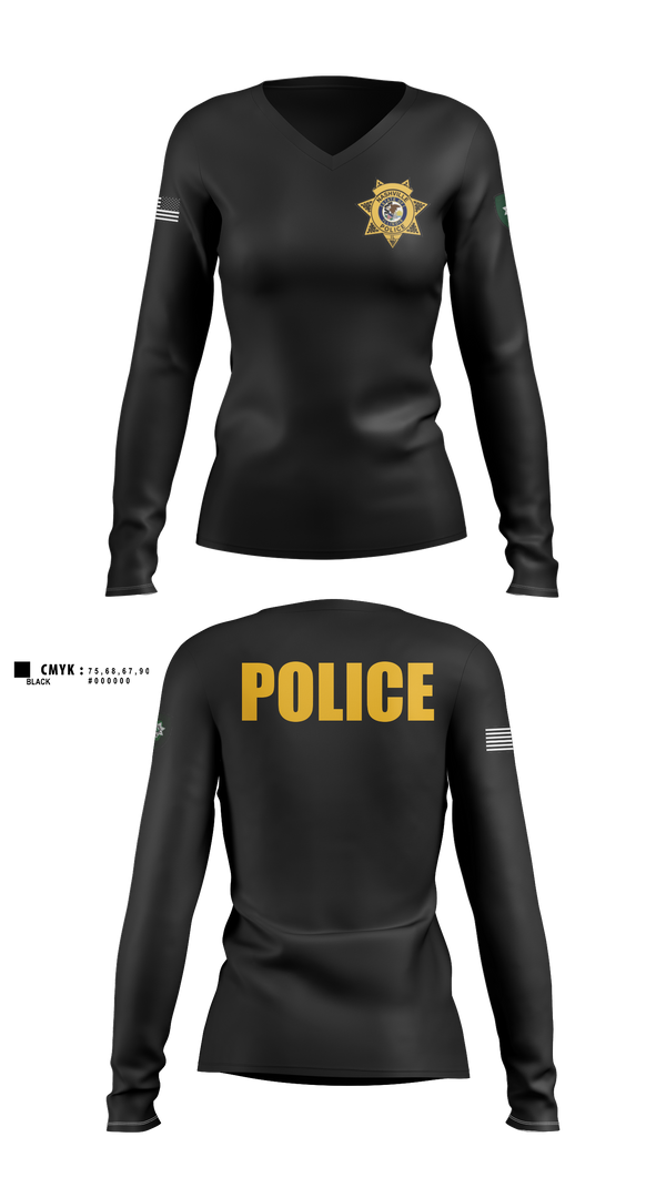 Womens Long Sleeve Vneck Shirt, Nashville Police Department, Illinois, Police, Teamtime, Team time, sublimation, custom sports apparel, team uniforms, spirit wear, spiritwear, sports uniforms, custom shirts, team store, custom team store, fundraiser sports, apparel fundraiser
