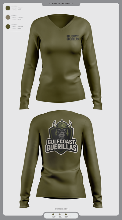 Gulfcoast Guerillas 63663465 Women's Long Sleeve V-neck Shirt - 1