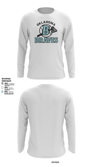 Long Sleeve Performance Shirt, Oklahoma Braves, Baseball, Teamtime, Team time, sublimation, custom sports apparel, team uniforms, spirit wear, spiritwear, sports uniforms, custom shirts, team store, custom team store, fundraiser sports, apparel fundraiser