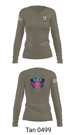 Womens Long Sleeve Vneck Shirt, USS Bougainville CPO, , Teamtime, Team time, sublimation, custom sports apparel, team uniforms, spirit wear, spiritwear, sports uniforms, custom shirts, team store, custom team store, fundraiser sports, apparel fundraiser