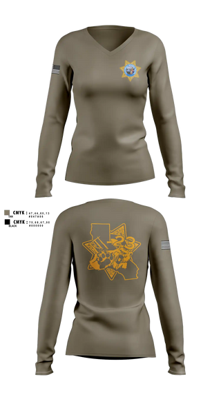 Womens Long Sleeve Vneck Shirt, 151, Police, Teamtime, Team time, sublimation, custom sports apparel, team uniforms, spirit wear, spiritwear, sports uniforms, custom shirts, team store, custom team store, fundraiser sports, apparel fundraiser
