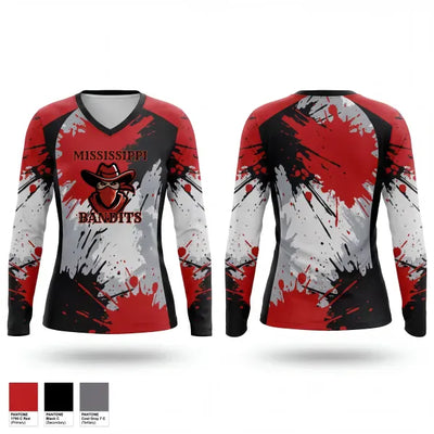 Mississippi Bandits Youth Football and Cheer Team 58655552 Women's Long Sleeve V-neck Shirt - 2