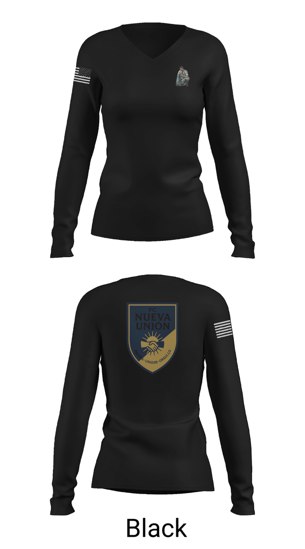 Womens Long Sleeve Vneck Shirt, FC Nueva Unión, Men's Soccer, Teamtime, Team time, sublimation, custom sports apparel, team uniforms, spirit wear, spiritwear, sports uniforms, custom shirts, team store, custom team store, fundraiser sports, apparel fundraiser