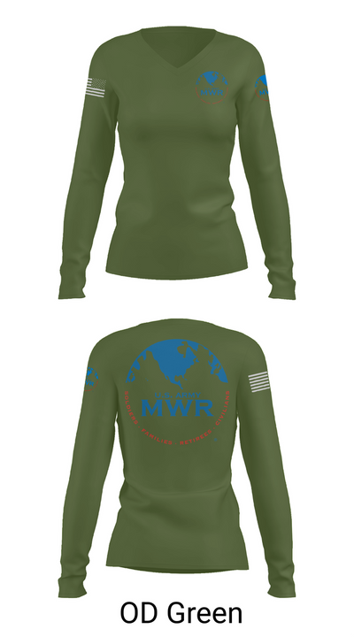 FAMILY AND MORALE, WELFARE AND RECREATION 29684136 Women's Long Sleeve V-neck Shirt - 57