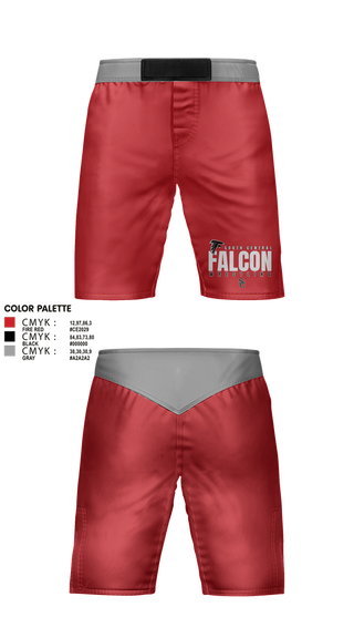 Fight Shorts, Soutch Central High School Falcons, Wrestling, Teamtime, Team time, sublimation, custom sports apparel, team uniforms, spirit wear, spiritwear, sports uniforms, custom shirts, team store, custom team store, fundraiser sports, apparel fundraiser