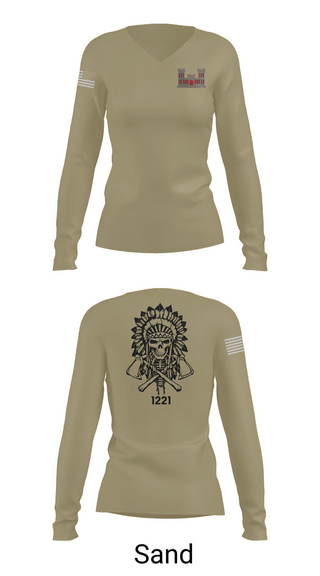 Womens Long Sleeve Vneck Shirt, 1221st Route Clearance Co., National Guard, Teamtime, Team time, sublimation, custom sports apparel, team uniforms, spirit wear, spiritwear, sports uniforms, custom shirts, team store, custom team store, fundraiser sports, apparel fundraiser