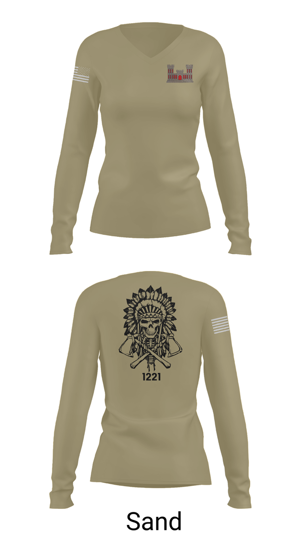 Womens Long Sleeve Vneck Shirt, 1221st Route Clearance Co., National Guard, Teamtime, Team time, sublimation, custom sports apparel, team uniforms, spirit wear, spiritwear, sports uniforms, custom shirts, team store, custom team store, fundraiser sports, apparel fundraiser