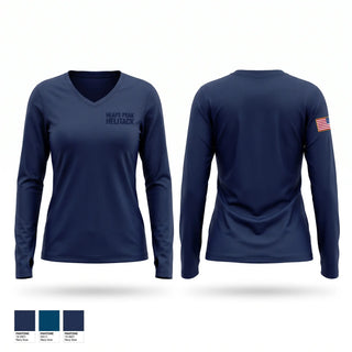 Womens Long Sleeve Vneck Shirt, Heaps Peak Helitack, Fire Department, Teamtime, Team time, sublimation, custom sports apparel, team uniforms, spirit wear, spiritwear, sports uniforms, custom shirts, team store, custom team store, fundraiser sports, apparel fundraiser