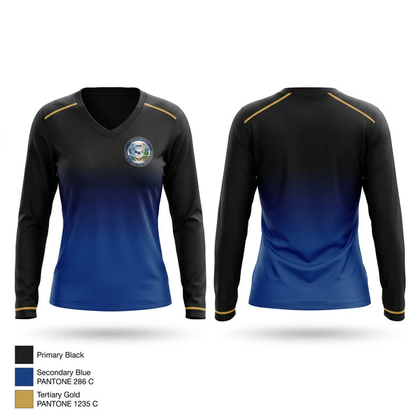 Womens Long Sleeve Vneck Shirt, DASA DE&C Partner Relationship Management, , Teamtime, Team time, sublimation, custom sports apparel, team uniforms, spirit wear, spiritwear, sports uniforms, custom shirts, team store, custom team store, fundraiser sports, apparel fundraiser
