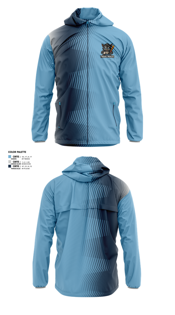 Windbreaker, Troublemakers, Baseball, Teamtime, Team time, sublimation, custom sports apparel, team uniforms, spirit wear, spiritwear, sports uniforms, custom shirts, team store, custom team store, fundraiser sports, apparel fundraiser