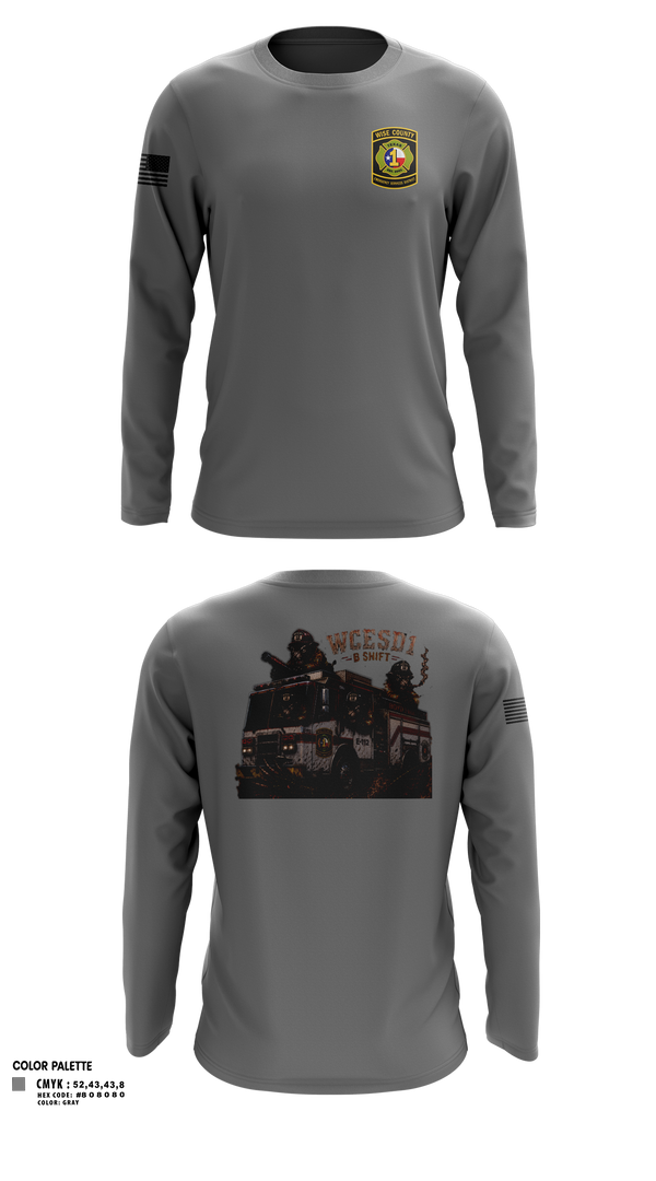 Long Sleeve Performance Shirt, WCESD1 B shift, Fire Department, Teamtime, Team time, sublimation, custom sports apparel, team uniforms, spirit wear, spiritwear, sports uniforms, custom shirts, team store, custom team store, fundraiser sports, apparel fundraiser