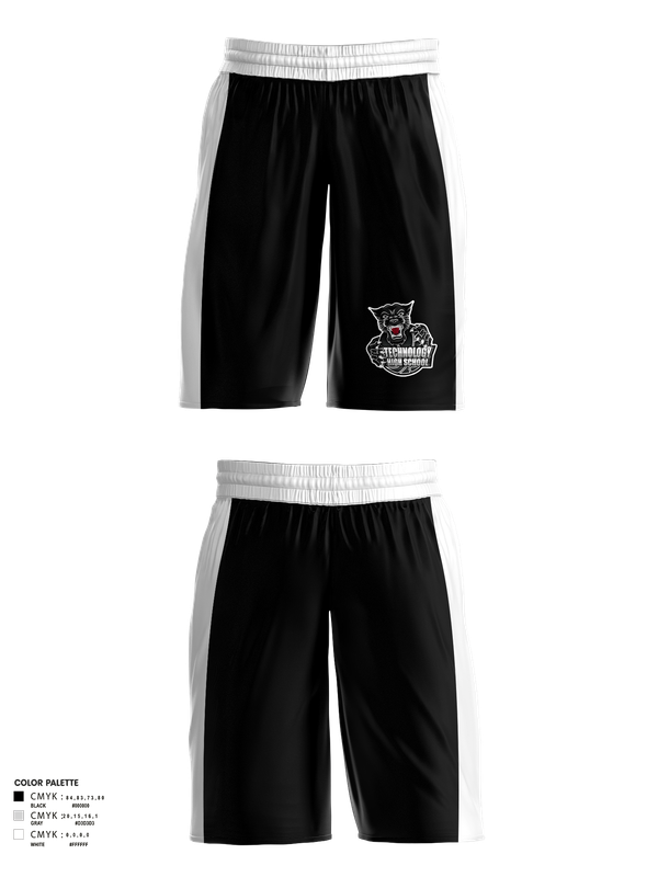 Womens Basketball Shorts, Technology Panthers, Women's Basketball, Teamtime, Team time, sublimation, custom sports apparel, team uniforms, spirit wear, spiritwear, sports uniforms, custom shirts, team store, custom team store, fundraiser sports, apparel fundraiser