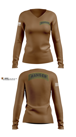 Womens Long Sleeve Vneck Shirt, , Army, Teamtime, Team time, sublimation, custom sports apparel, team uniforms, spirit wear, spiritwear, sports uniforms, custom shirts, team store, custom team store, fundraiser sports, apparel fundraiser