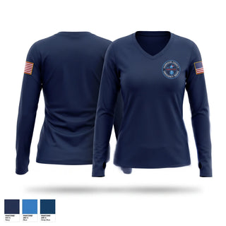 Womens Long Sleeve Vneck Shirt, Harrison County Emergency Squad, EMS/EMT, Teamtime, Team time, sublimation, custom sports apparel, team uniforms, spirit wear, spiritwear, sports uniforms, custom shirts, team store, custom team store, fundraiser sports, apparel fundraiser