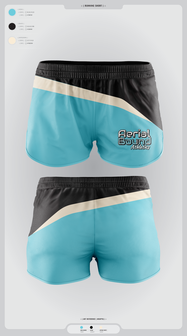 Womens Shorts, Aerial Bound Athletics, Spirit Store, Teamtime, Team time, sublimation, custom sports apparel, team uniforms, spirit wear, spiritwear, sports uniforms, custom shirts, team store, custom team store, fundraiser sports, apparel fundraiser