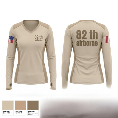 Womens Long Sleeve Vneck Shirt, 82 th airborne, Army, Teamtime, Team time, sublimation, custom sports apparel, team uniforms, spirit wear, spiritwear, sports uniforms, custom shirts, team store, custom team store, fundraiser sports, apparel fundraiser