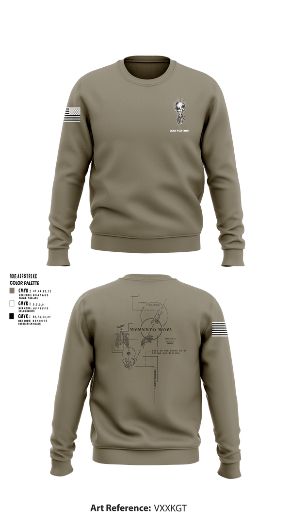 Crew Neck Sweatshirt, 232 Foxtrot, Army, Teamtime, Team time, sublimation, custom sports apparel, team uniforms, spirit wear, spiritwear, sports uniforms, custom shirts, team store, custom team store, fundraiser sports, apparel fundraiser
