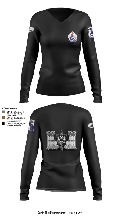 XVIII ABN G2 65000076 Women's Long Sleeve V-neck Shirt - 15