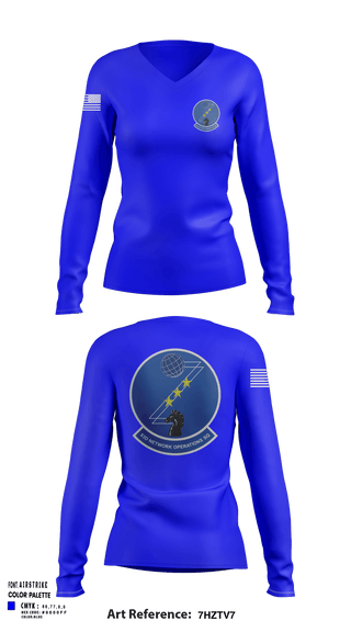 Women's Long Sleeve Vneck Shirt, 83 NOS, Air Force, Teamtime, Team time, sublimation, custom sports apparel, team uniforms, spirit wear, spiritwear, sports uniforms, custom shirts, team store, custom team store, fundraiser sports, apparel fundraiser