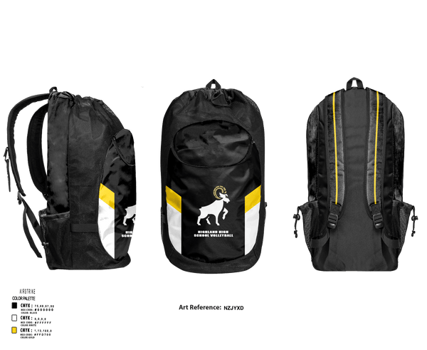 Gear Bag, Highland High School Volleyball, Women's Volleyball, Teamtime, Team time, sublimation, custom sports apparel, team uniforms, spirit wear, spiritwear, sports uniforms, custom shirts, team store, custom team store, fundraiser sports, apparel fundraiser