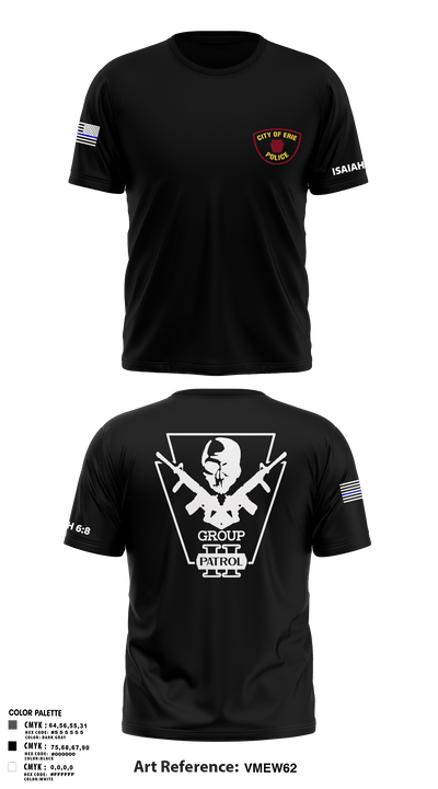Erie police department 42261710 Old School Cotton Feel Shirt - 7