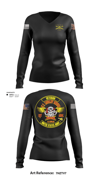 Women's Long Sleeve Vneck Shirt, US Cavalry Riders, Army, Teamtime, Team time, sublimation, custom sports apparel, team uniforms, spirit wear, spiritwear, sports uniforms, custom shirts, team store, custom team store, fundraiser sports, apparel fundraiser