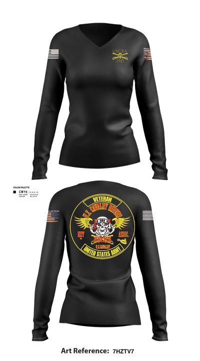 US Cavalry Riders 76444947 Women's Long Sleeve V-neck Shirt - 1