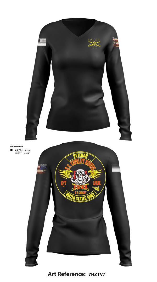 Women's Long Sleeve Vneck Shirt, US Cavalry Riders, Army, Teamtime, Team time, sublimation, custom sports apparel, team uniforms, spirit wear, spiritwear, sports uniforms, custom shirts, team store, custom team store, fundraiser sports, apparel fundraiser