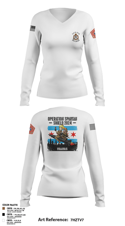 34th DSB 82361505 Women's Long Sleeve V-neck Shirt - 2