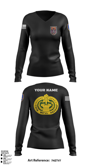 Women's Long Sleeve Vneck Shirt, Delta Co, 2-13th AVN REGT_CADRE, Army, Teamtime, Team time, sublimation, custom sports apparel, team uniforms, spirit wear, spiritwear, sports uniforms, custom shirts, team store, custom team store, fundraiser sports, apparel fundraiser