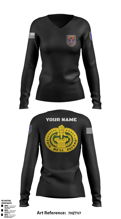 Delta Co, 2-13th AVN REGT_CADRE 68072137 Women's Long Sleeve V-neck Shirt - 9