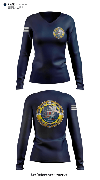 Women's Long Sleeve Vneck Shirt, Station New London, Coast Guard, Teamtime, Team time, sublimation, custom sports apparel, team uniforms, spirit wear, spiritwear, sports uniforms, custom shirts, team store, custom team store, fundraiser sports, apparel fundraiser