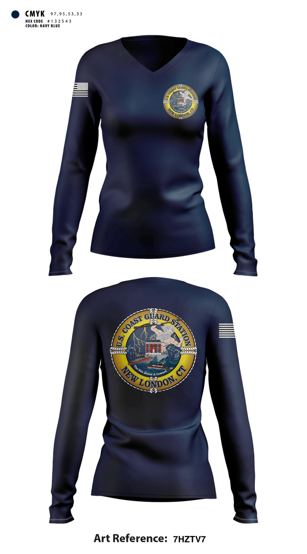 Women's Long Sleeve Vneck Shirt, Station New London, Coast Guard, Teamtime, Team time, sublimation, custom sports apparel, team uniforms, spirit wear, spiritwear, sports uniforms, custom shirts, team store, custom team store, fundraiser sports, apparel fundraiser