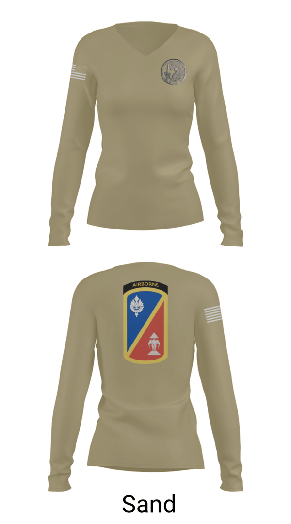 Women's Long Sleeve Vneck Shirt, 1st Det. Royal Lao Airborne, Army, Teamtime, Team time, sublimation, custom sports apparel, team uniforms, spirit wear, spiritwear, sports uniforms, custom shirts, team store, custom team store, fundraiser sports, apparel fundraiser